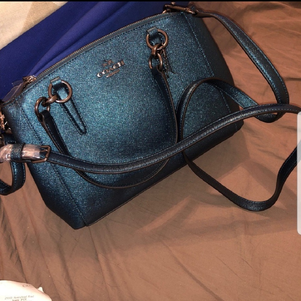Coach Mini Christie Metallic Dark Teal Purse